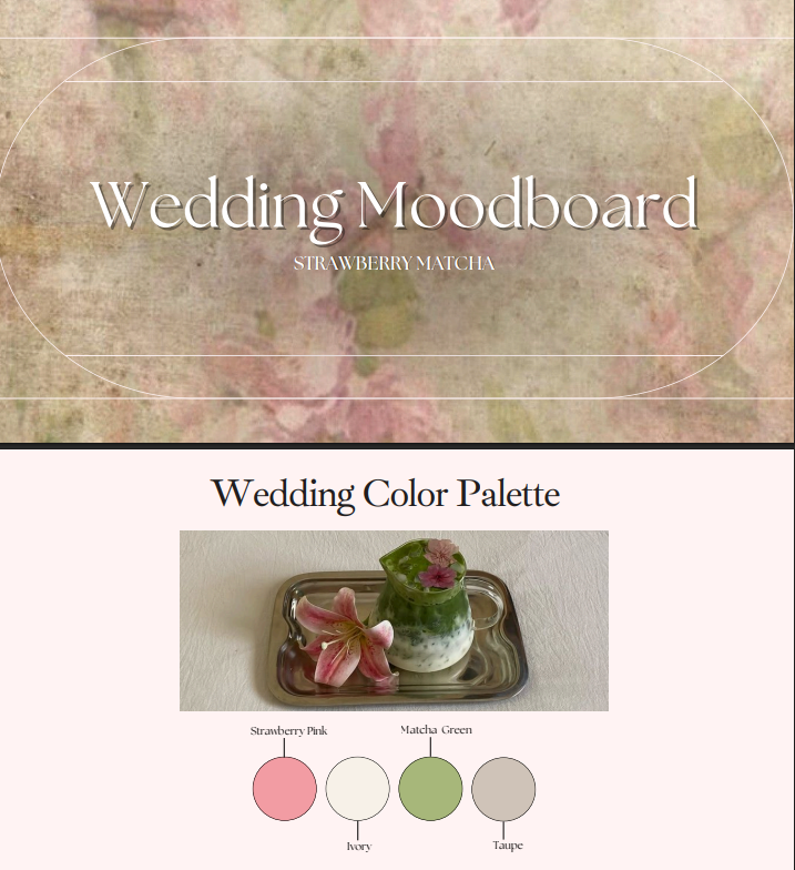 Moodboard Manis Kenangan — palet Strawberry · Matcha