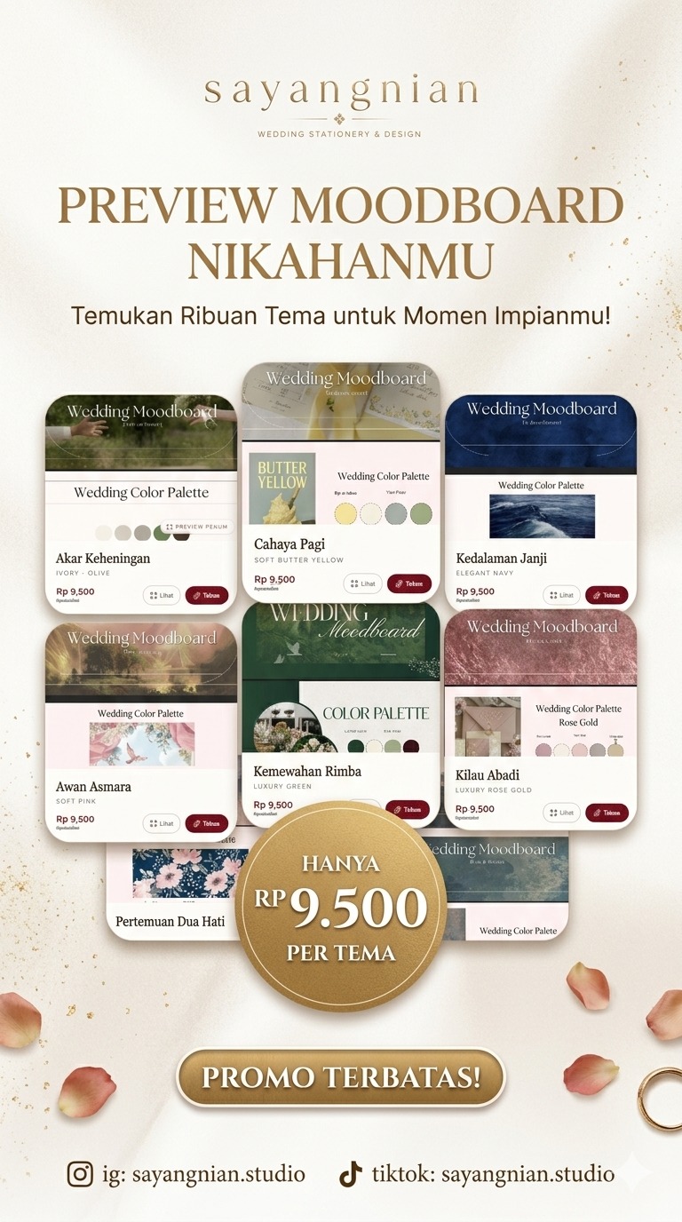 Promo moodboard pernikahan mulai Rp 9.500 — Sayangnian