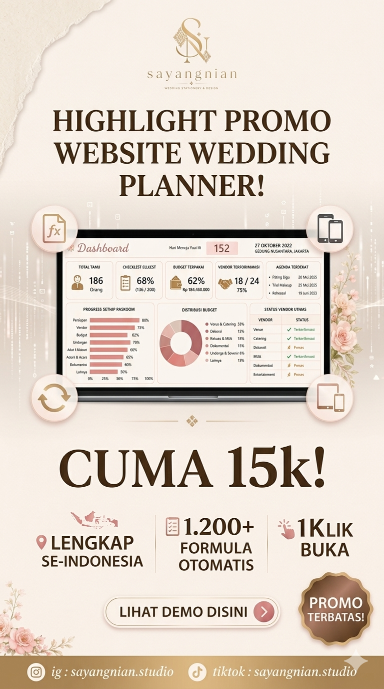 Promo wedding planner pernikahan Excel mulai Rp 24.500 — Sayangnian